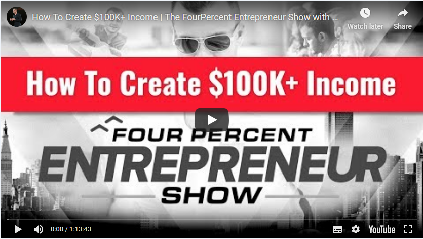 How To Create $100k Income - Four Percent Entrepreneur Show